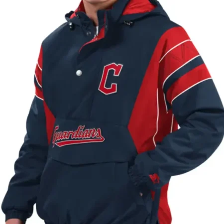 Mens Navy Home Team Pullover Cleveland Guardians Starter Jacket