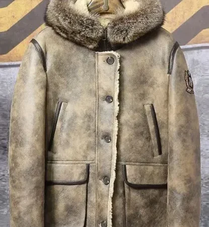 Mens Parka Shearling Fur Genuine Leather Jacket