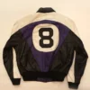 Michael Hoban 8 Ball Purple and Black Leather Jacket