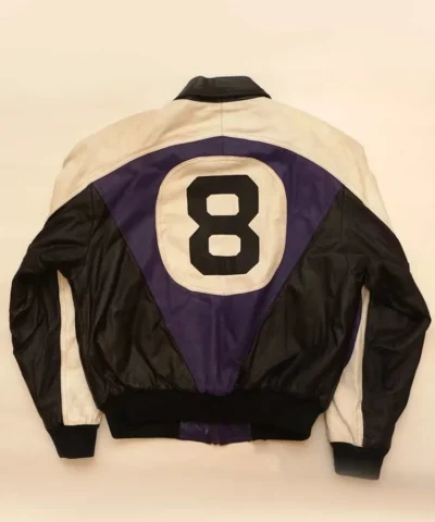 Michael Hoban 8 Ball Purple and Black Leather Jacket