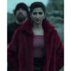 Money Heist Nairobi Shearling Maroon Jacket front