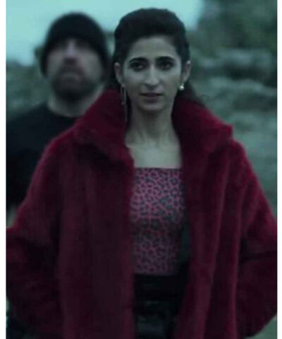 Money Heist Nairobi Shearling Maroon Jacket front