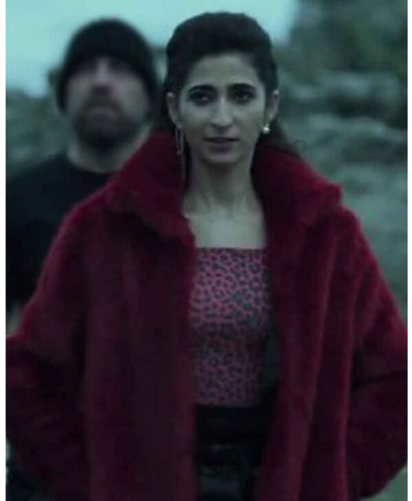 Money Heist Nairobi Shearling Maroon Jacket front