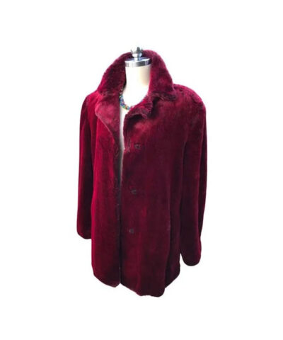 Money Heist Nairobi Shearling Maroon Jacket front1