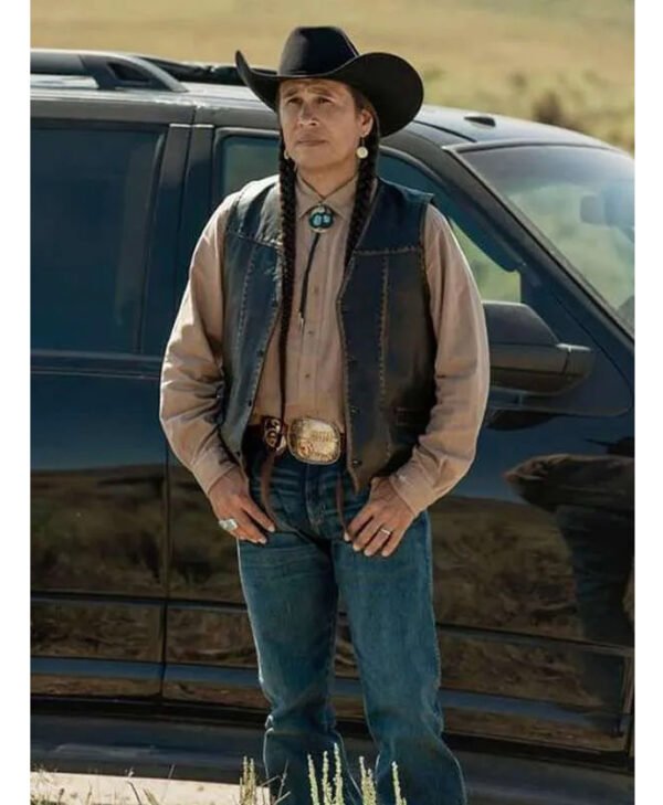 Moses Brings Plenty Yellowstone Black Vest front