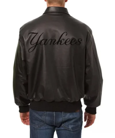 NEW YORK FULL BLACK LEATHER yankees JACKET Back