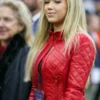 NFL Gracie Hunt Kansas City Chiefs Red Leather Jacket