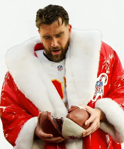 NFL Player 2024 Travis Kelce Christmas Santa Red Coat