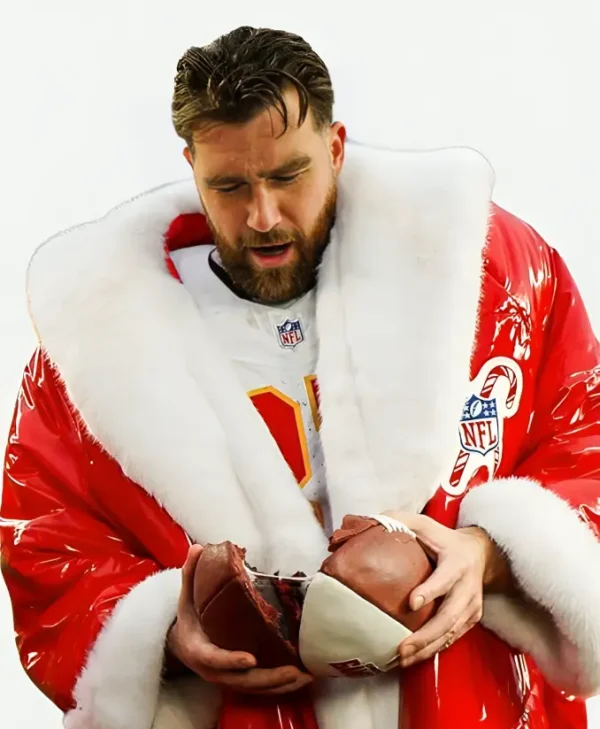NFL Player 2024 Travis Kelce Christmas Santa Red Coat