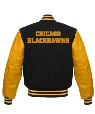 NHL Chicago Blackhawks Varsity Black and Yellow Jacket