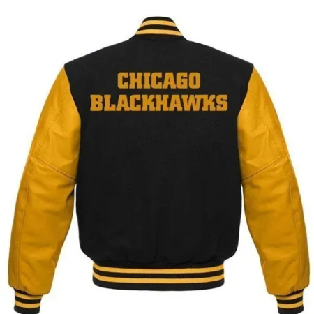 NHL Chicago Blackhawks Varsity Black and Yellow Jacket