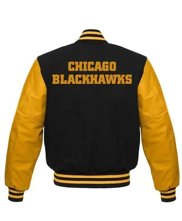 NHL Chicago Blackhawks Varsity Black and Yellow Jacket