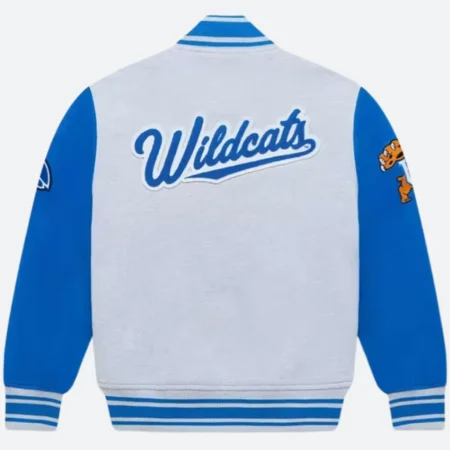 OVO X NCAA Kentucky Wildcats Grey Blue Varsity Jacket For Sale