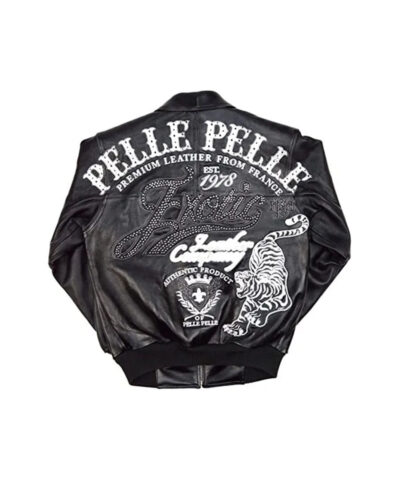 Pelle Pelle Exotic Ghost Black Bomber Leather Jacket 1  05506