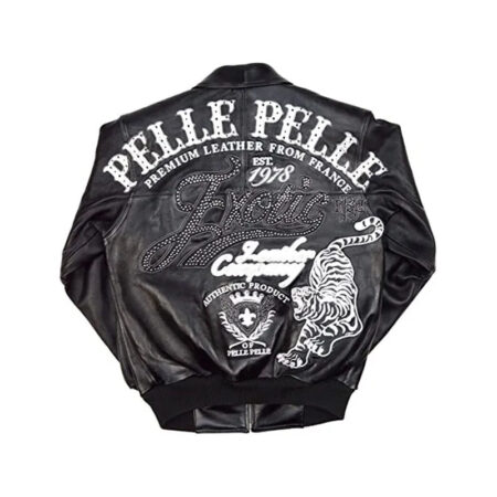 Pelle Pelle Exotic Ghost Black Bomber Leather Jacket 1 05506