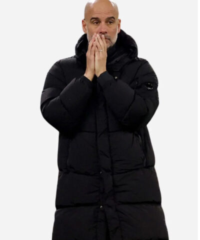 Pep Guardiola Black Puffer Coat front