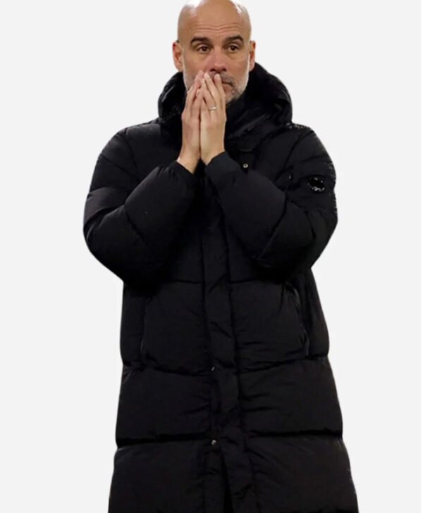 Pep Guardiola Black Puffer Coat front