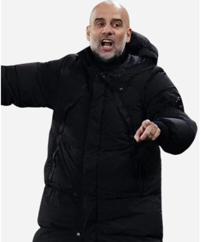 Pep Guardiola Black Puffer Coat side