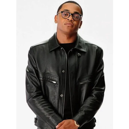 Power Book II Ghost Black Leather Jacket front