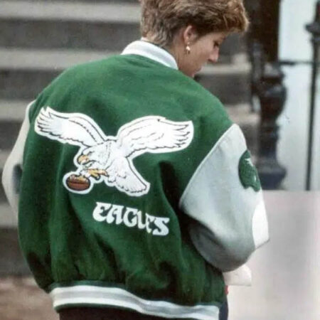 Princess Diana Green and White Philadelphia Eagles Bomber Jacket