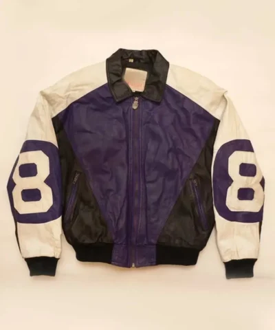 Purple and Black Michael Hoban 8 ball Leather Jacket