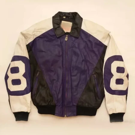 Purple and Black Michael Hoban 8 ball Leather Jacket