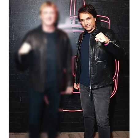 Ralph Macchio Black Leather Jacket front