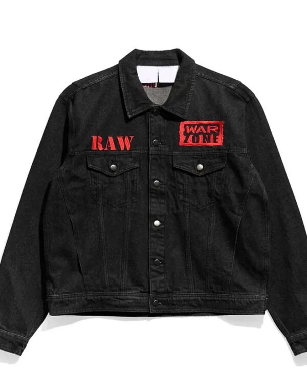 Raw is War Black Denim Jacket front