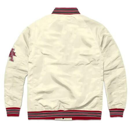 Razorback Graduate Cream Satin Varsity Jacket 1