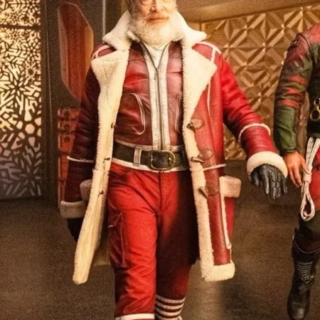 Red One J K Simmons Santa Claus Leather Coat