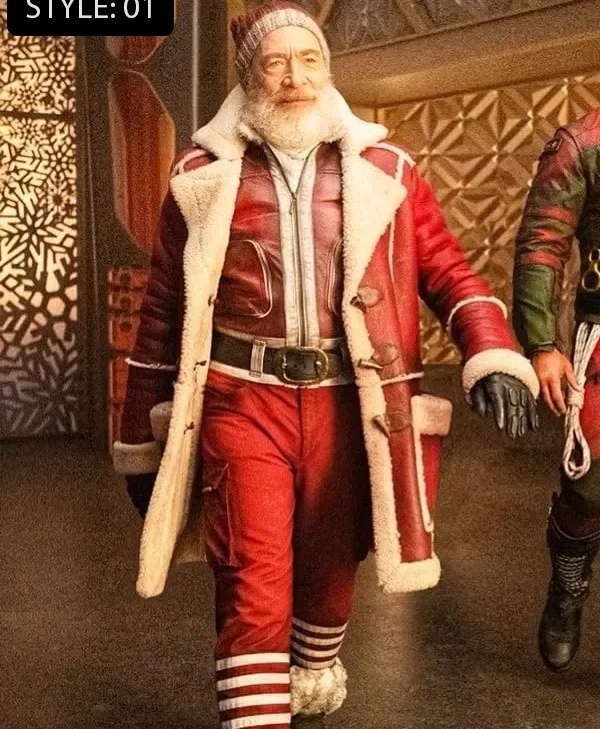 Red One J K Simmons Santa Claus Leather Coat