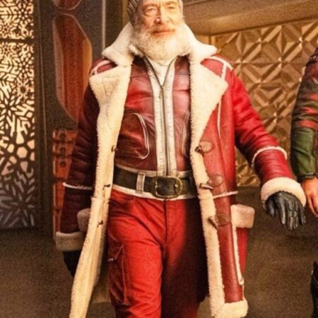 Red One JK Simmons Santa Claus Sherling Coat 1