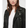 Red Sparrow Black Moto Jacket front2