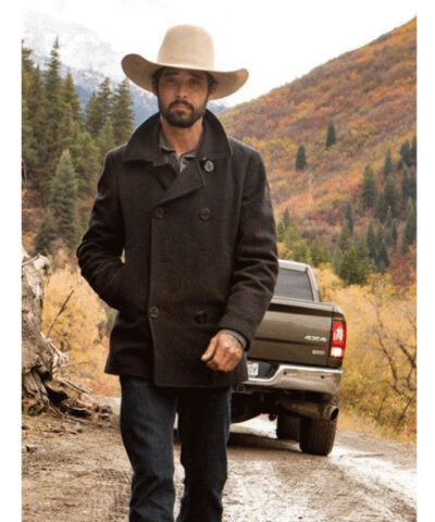 Ryan Bingham Yellowstone Black Peacoat full