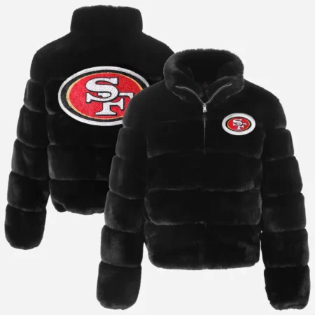 San Francisco 49ers Cuce Black Fur Jacket