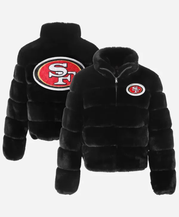 San Francisco 49ers Cuce Black Fur Jacket