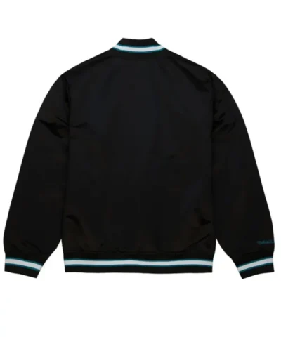 San Jose Sharks Black And Blue Satin Bomber Jacket Back