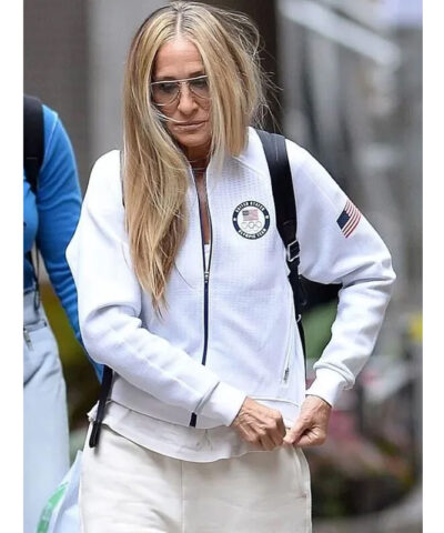 Sarah Jessica Parker USA Olympics White Jacket front