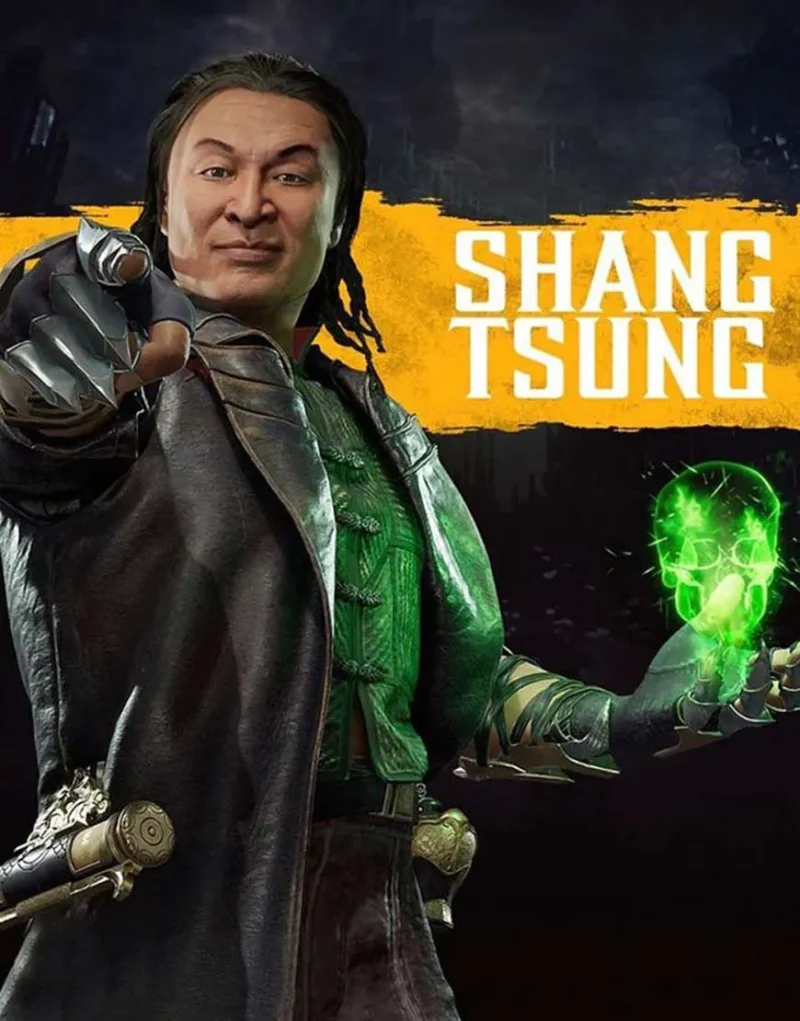 Shang Tsung Mortal Kombat 11 Black Leather Trench Coat