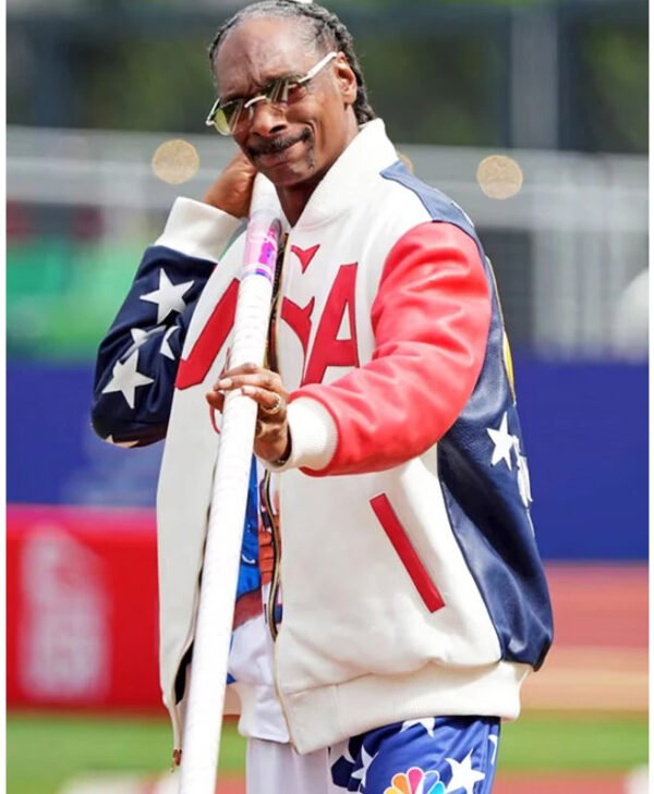 Snoop Dogg US Olympic 2024 Bomber Leather Jacket side