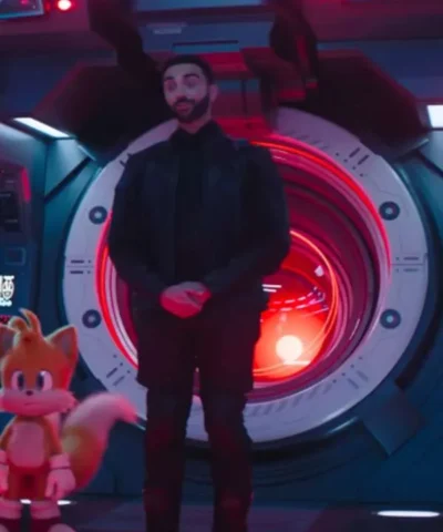 Sonic the Hedgehog 3 Lee Majdoub Black Leather Jacket