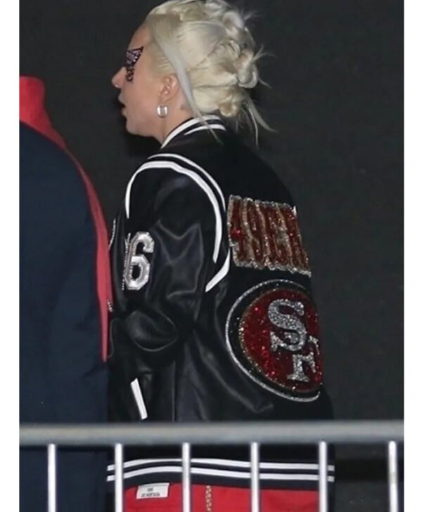 Super Bowl Lady Gaga Black Varsity Jacket back