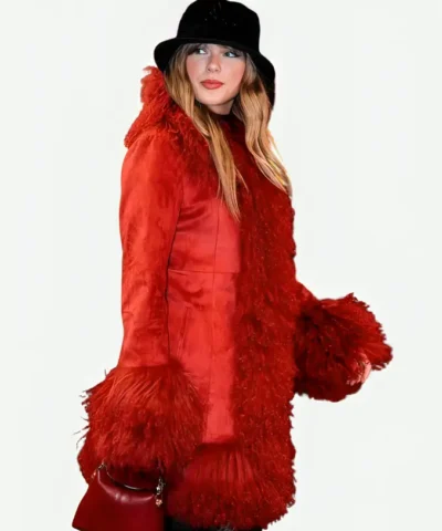 Taylor Swift Chiefs Game Red Faux Fur Coat