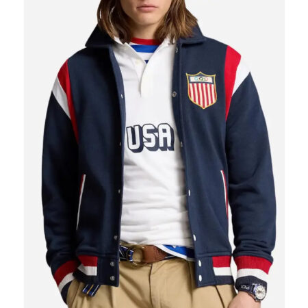 Team USA Olympic Baseball Jacket front