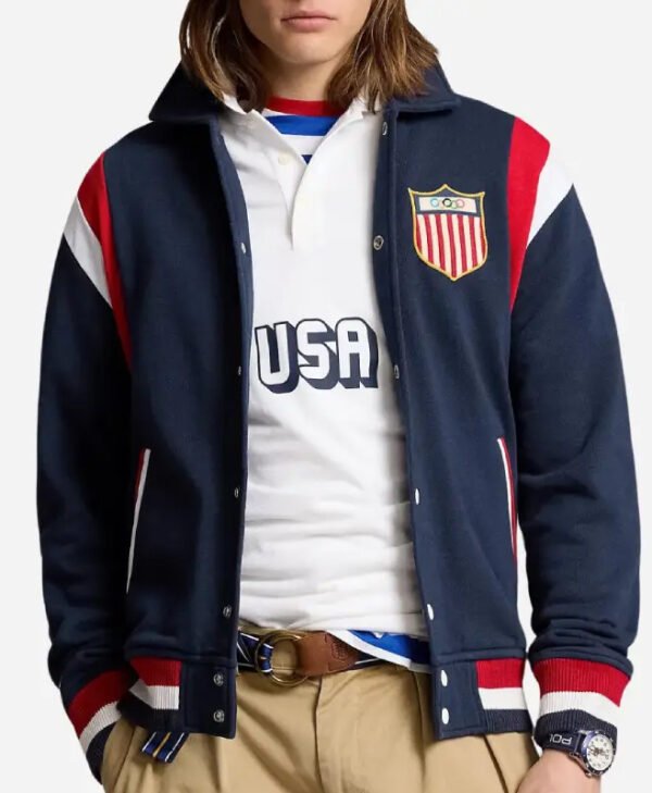 Team USA Olympic Baseball Jacket front