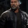 Terminator T 800 Mortal Kombat 11 Black Leather Jacket