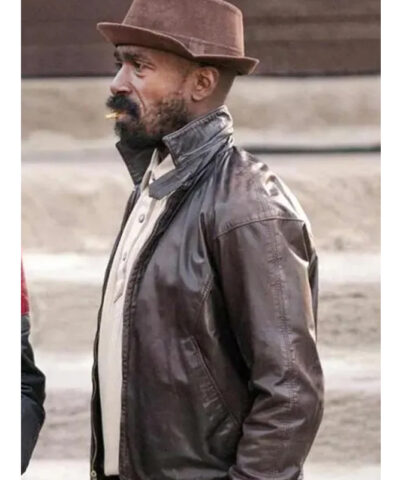 The Chi Reg Taylor Brown Leather Jacket front