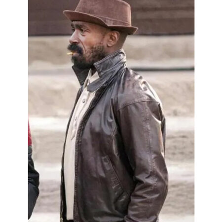 The Chi Reg Taylor Brown Leather Jacket front