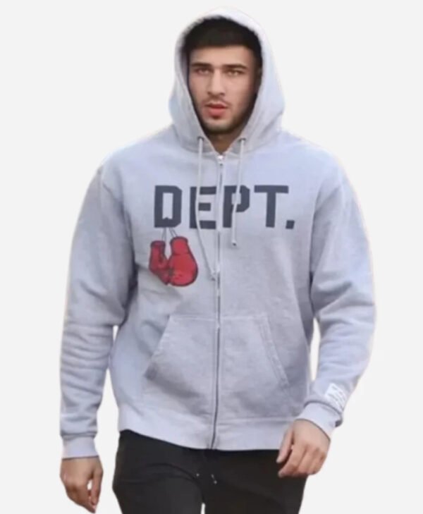 Tommy Fury DEPT Grey Hoodie front