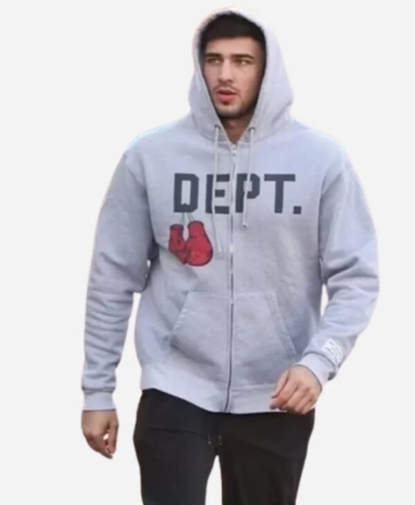 Tommy Fury DEPT Grey Hoodie front1